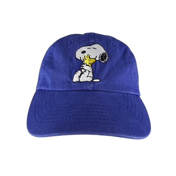 PEANUTS SNOOPY & WOODSTOCK BLUE DAD CAP OSFM UNISEX STRAPBACK VINTAGE STYLE - Picture 1 of 10